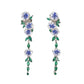 Blue And White Flower Long Dangle Earrings