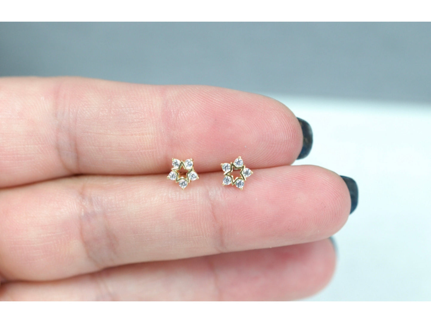 Tiny Diamond Snowflake Earrings