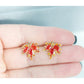 Dainty Amber Crystal Leaf Gold Earrings
