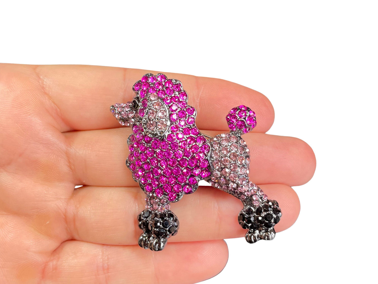 Cute Pink Poodle Dog Pin Brooch