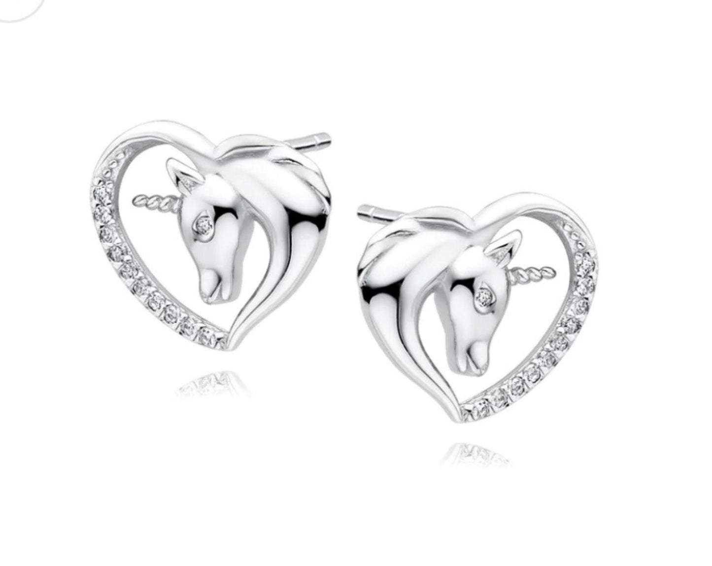 Unicorn Heart Stud Earrings