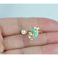 Elegant Enamel Lily Of The Valley Pearl Gold Open Ring