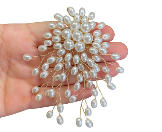 Stunning Large White Pearls Flower Brooch Pin