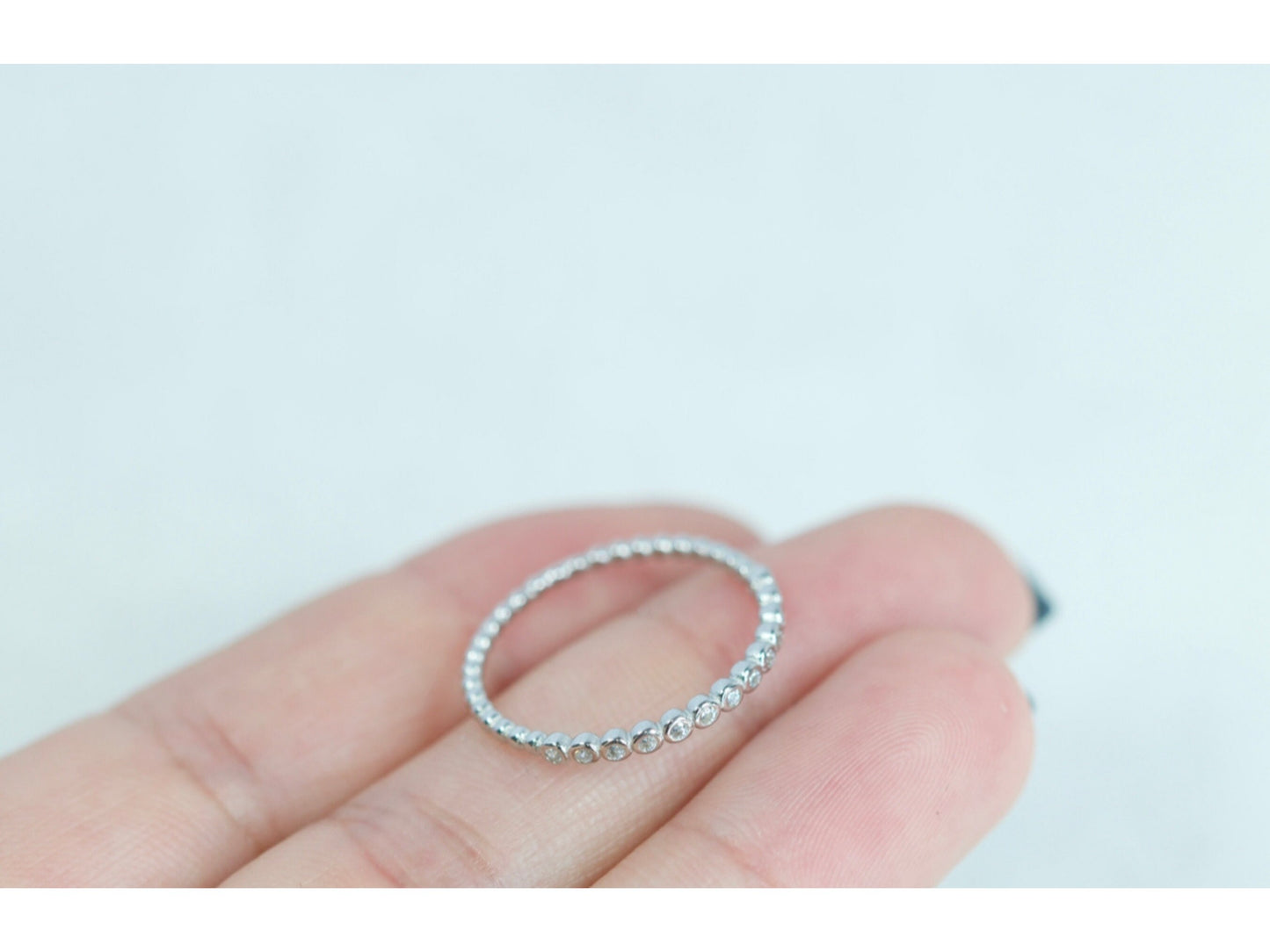 Diamond Stacking Thin Eternity Band Ring