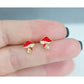 Dainty Red Mushroom Stud Earrings