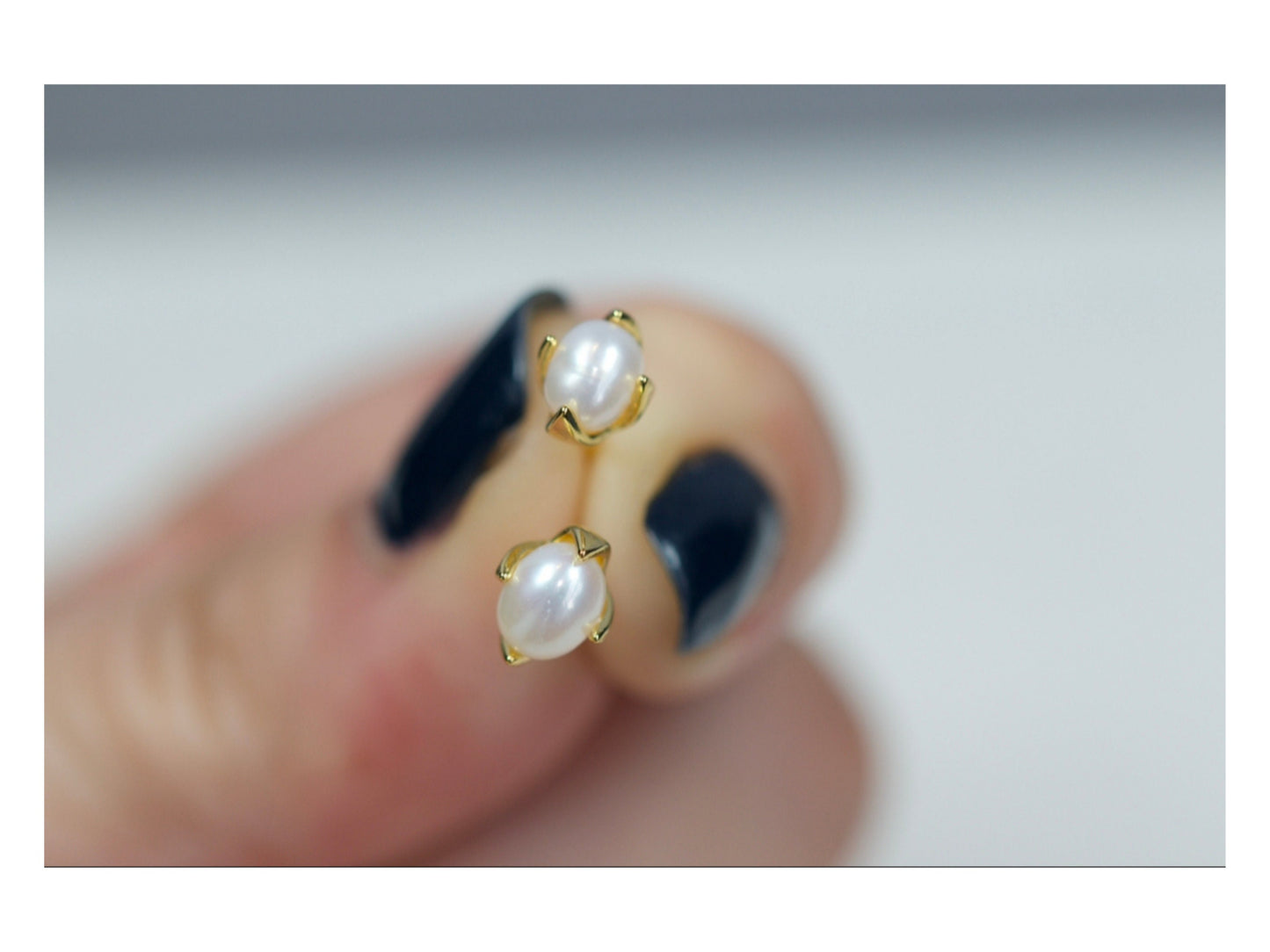 Dainty Oval Pearl Stud Earrings