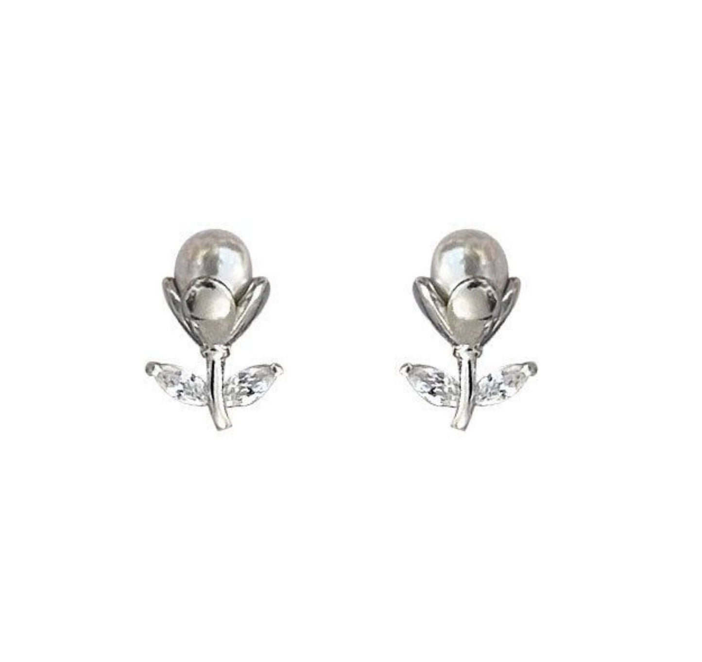 Tulip Flower Pearl Earrings