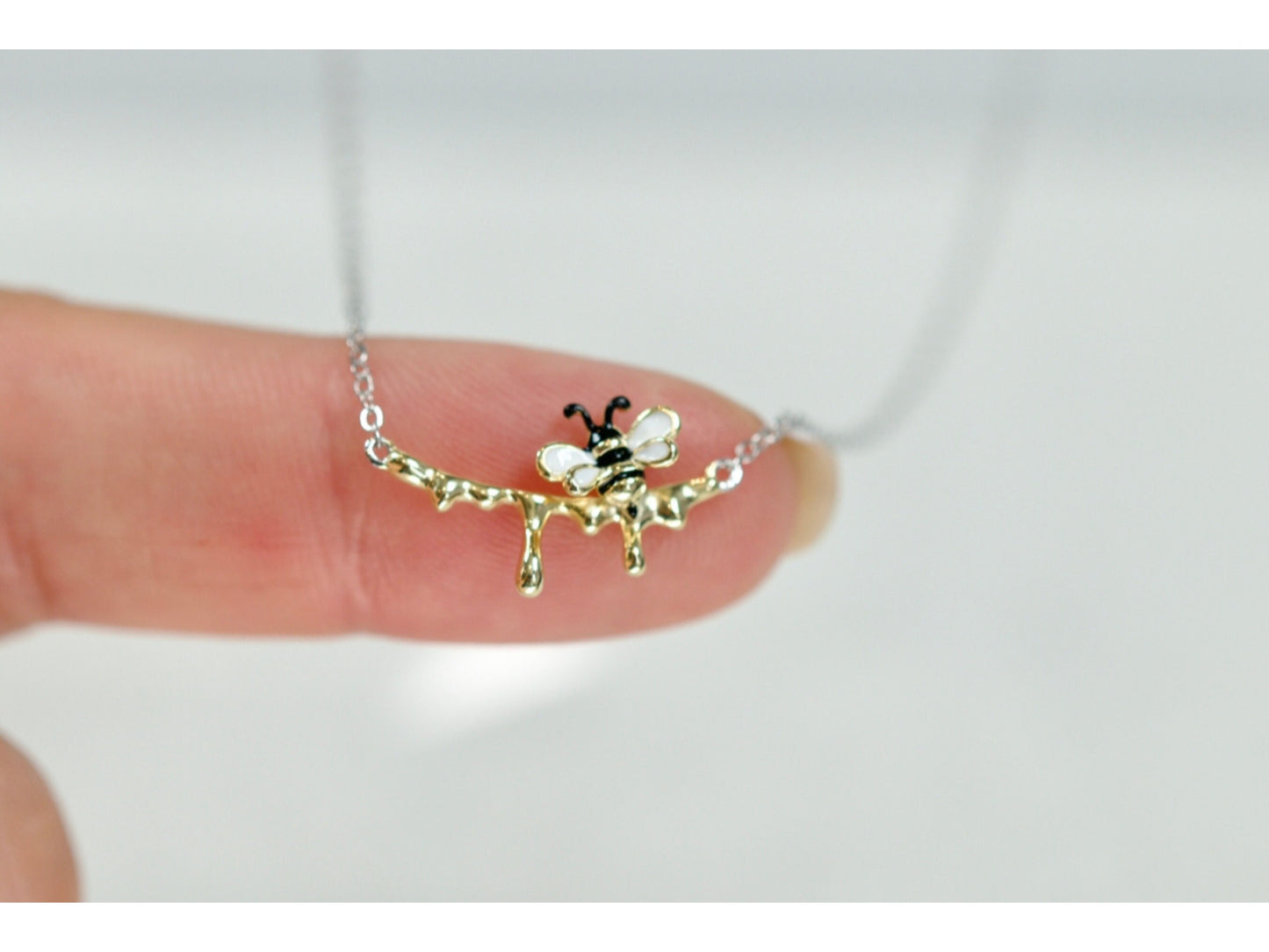 Tiny Bee Honey Pendent Necklace