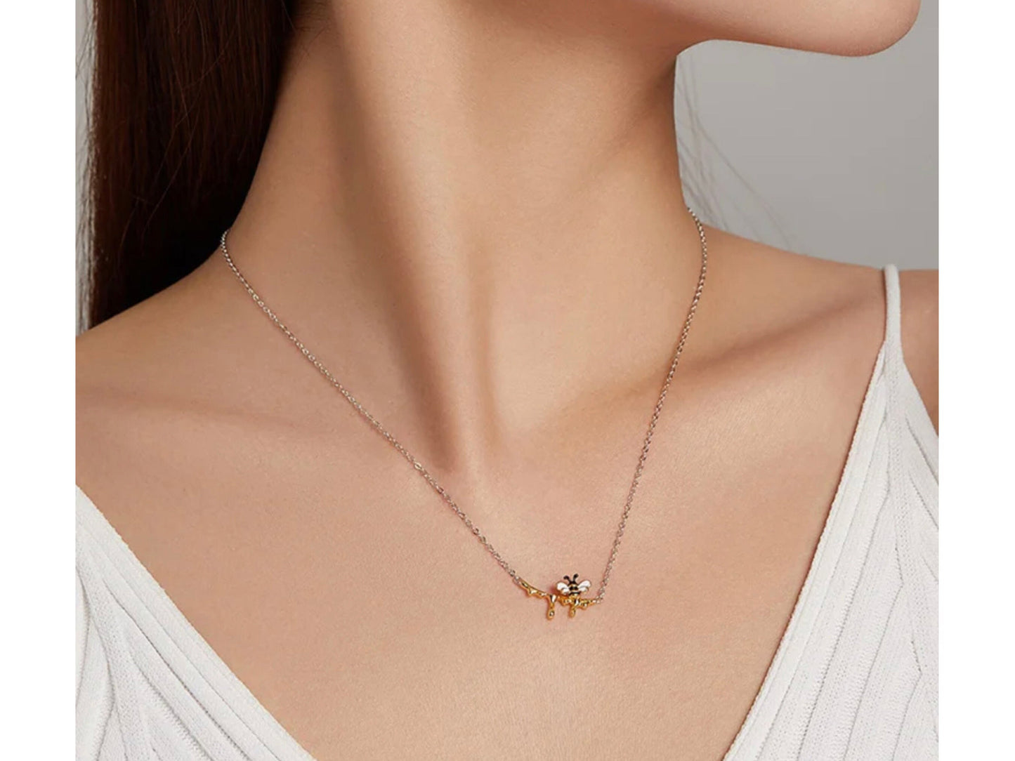 Tiny Bee Honey Pendent Necklace