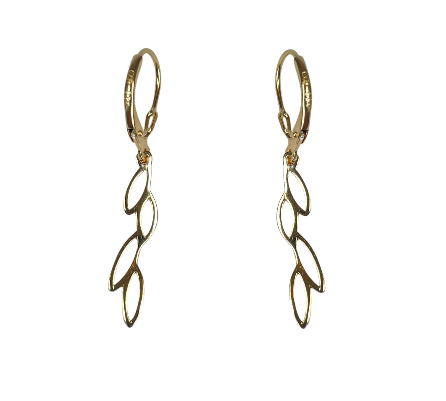 Vine Leaf Charm Drop Hoop Earrings