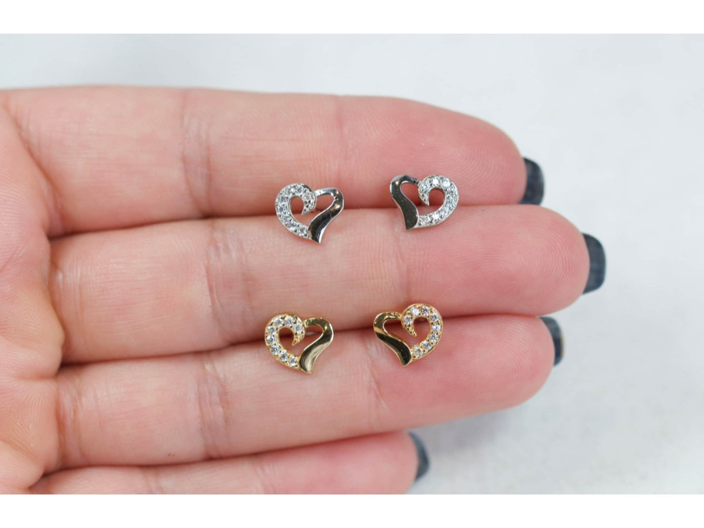 Sterling Silver Tiny Heart Stud Earrings