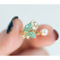 Elegant Enamel Lily Of The Valley Pearl Gold Open Ring