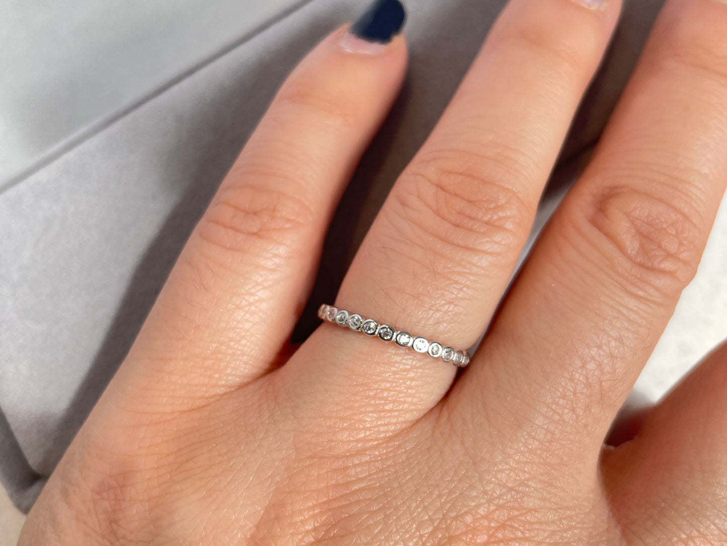 Diamond Stacking Thin Eternity Band Ring