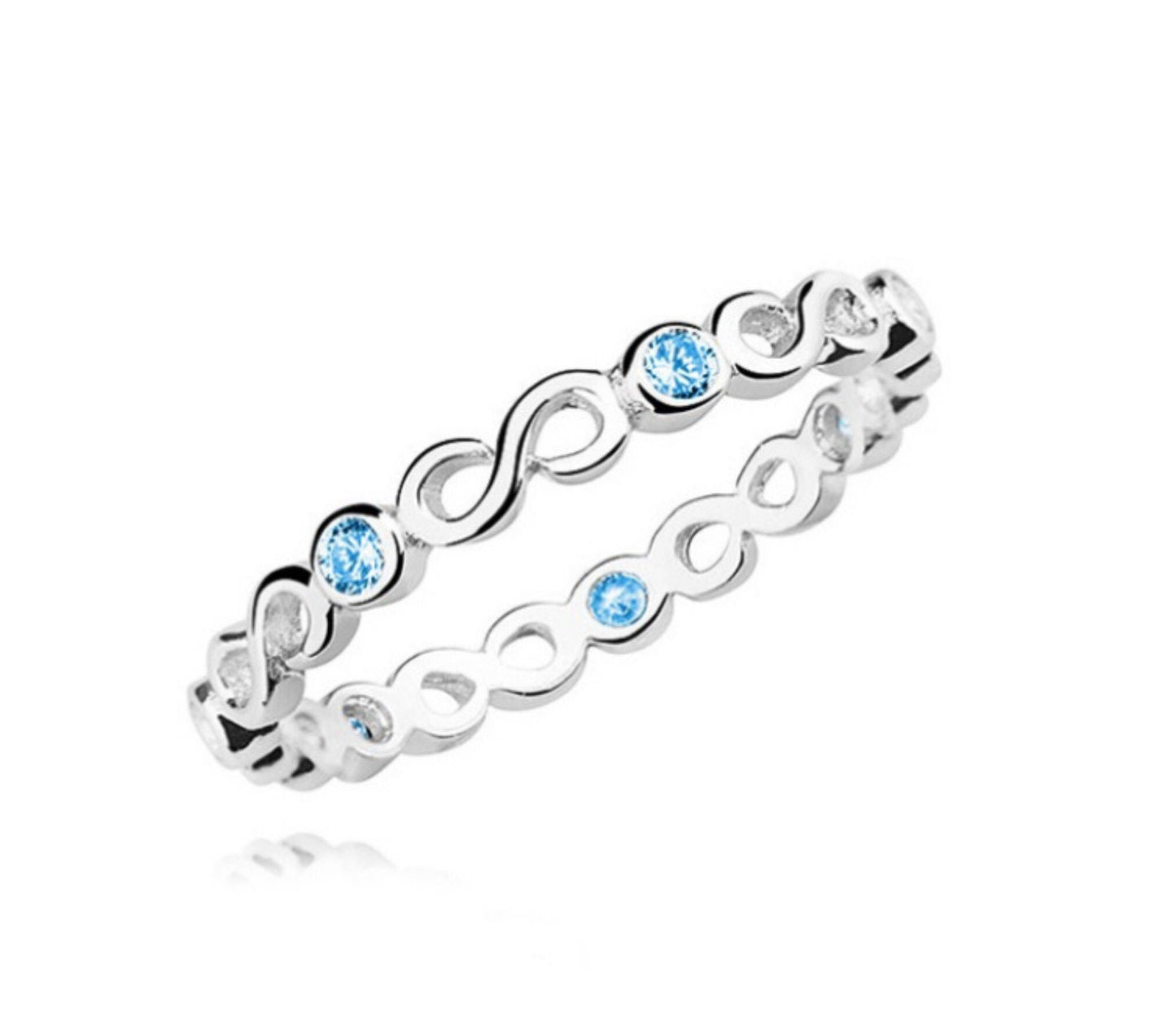 Blue Sapphire Infinity Thin Band Ring