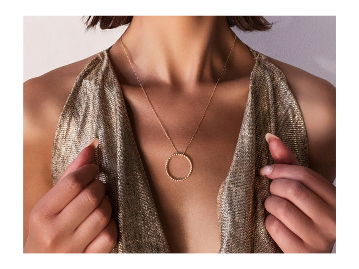 Large Ball Circle Pendant Necklace