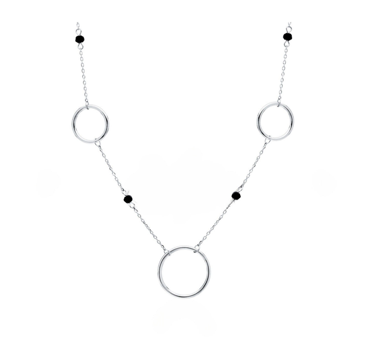 Dainty Black Beads Circle Chain Necklace