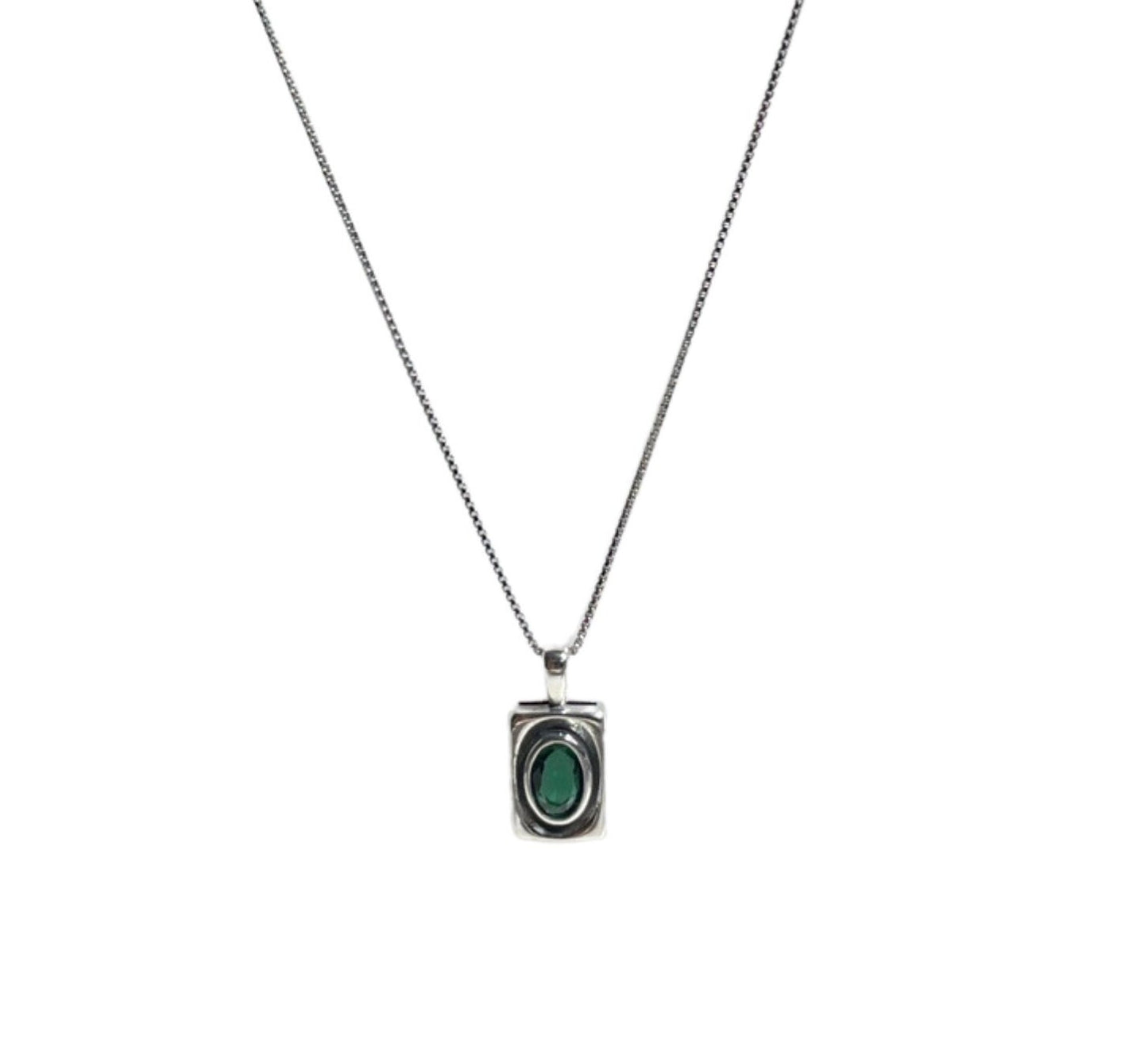 Green Rectangle Pendent Necklace