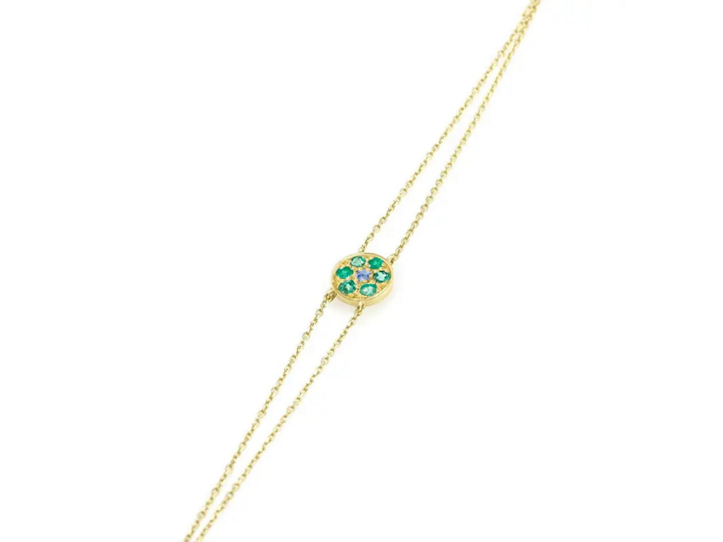 Minimalist Green Emerald Round Charm Bracelet