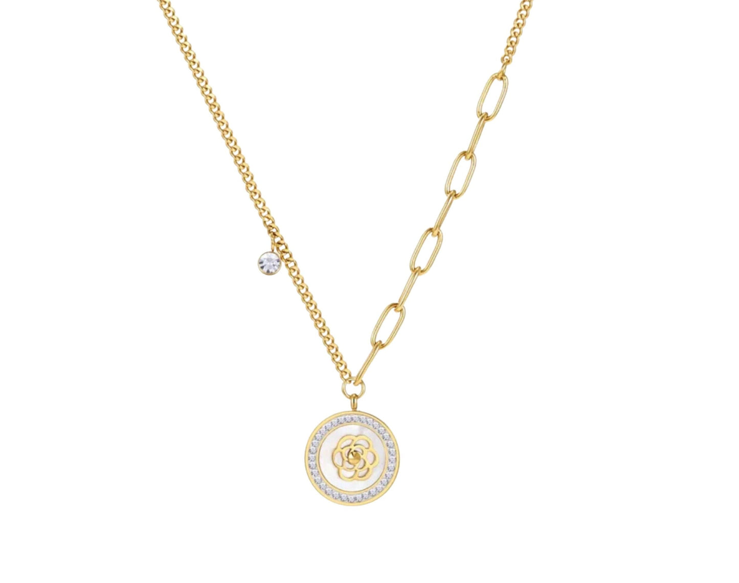 Camellia Flower Gold Pendant Necklace