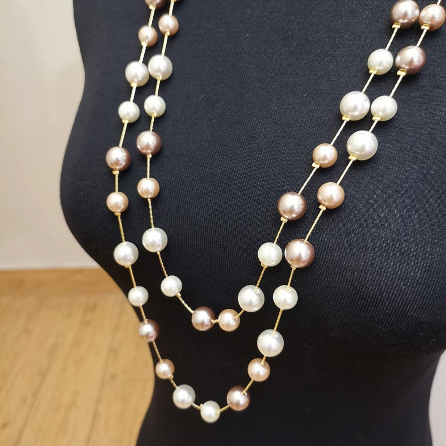 Elegant Gold Pearls Multilayer Long Sweater Necklace