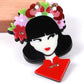 Quirky Lady Figure Acrylic Brooch