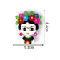 Quirky Lady With Colourful Flowers In Her Hair Acrylic  Pin Brooch
