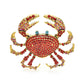 Vintage Large Red Crystal Crab Pin Brooch