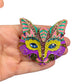 Vintage Bohemian Colourful Cat Brooch