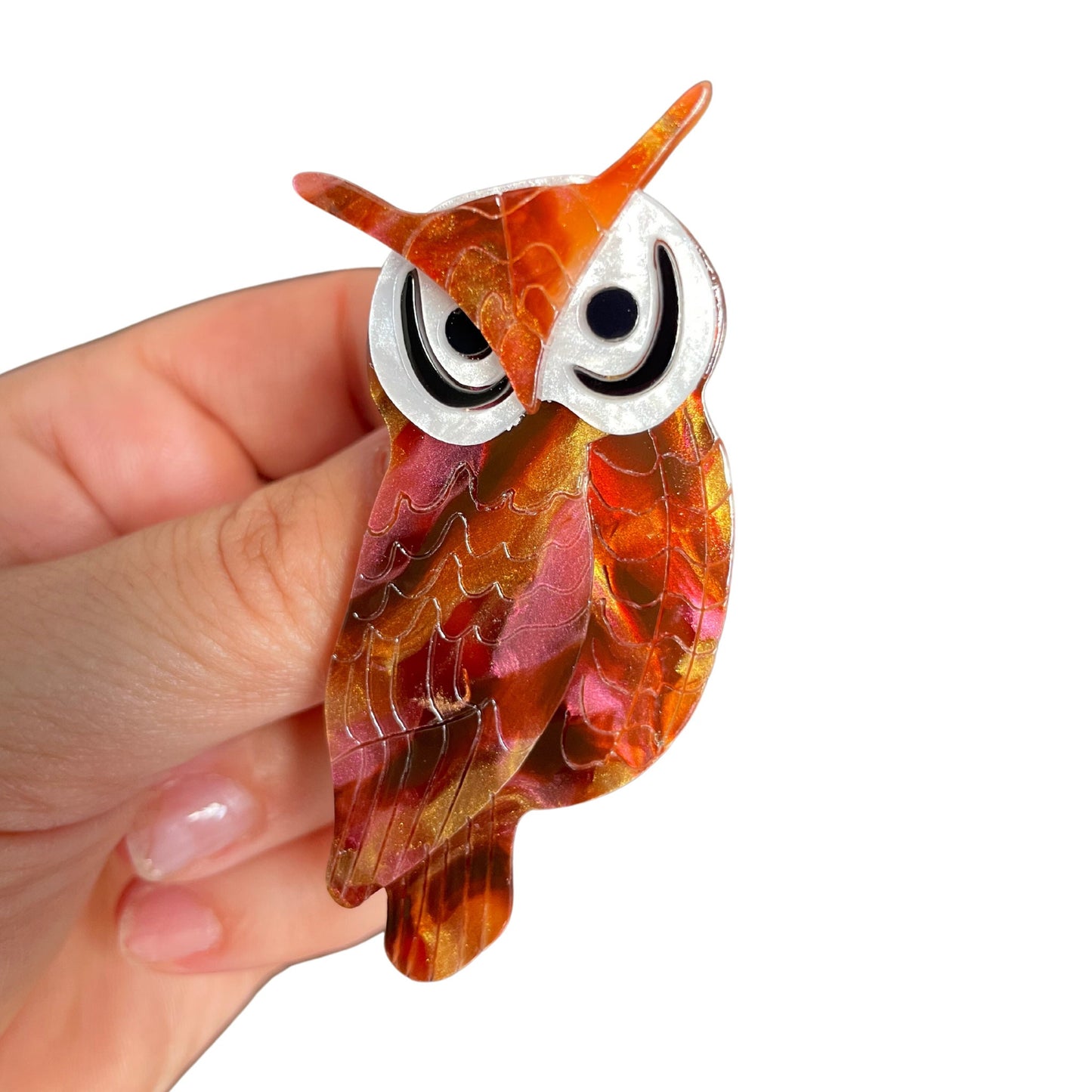 Cute And Fun Brown Owl Acrylic Pin Brooch