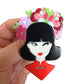 Quirky Lady Figure Acrylic Brooch